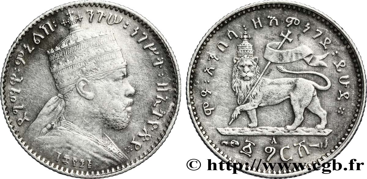 ETIOPIA 1 Gersh Ménélik II / lion EE1895 1903 Paris - A q.SPL 