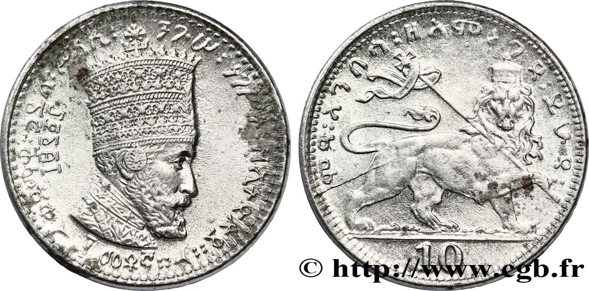 ÄTHIOPEN 10 Matonas Hailé Selassié I EE1923 / lion éthiopien 1930 Addis-Abeba VZ 