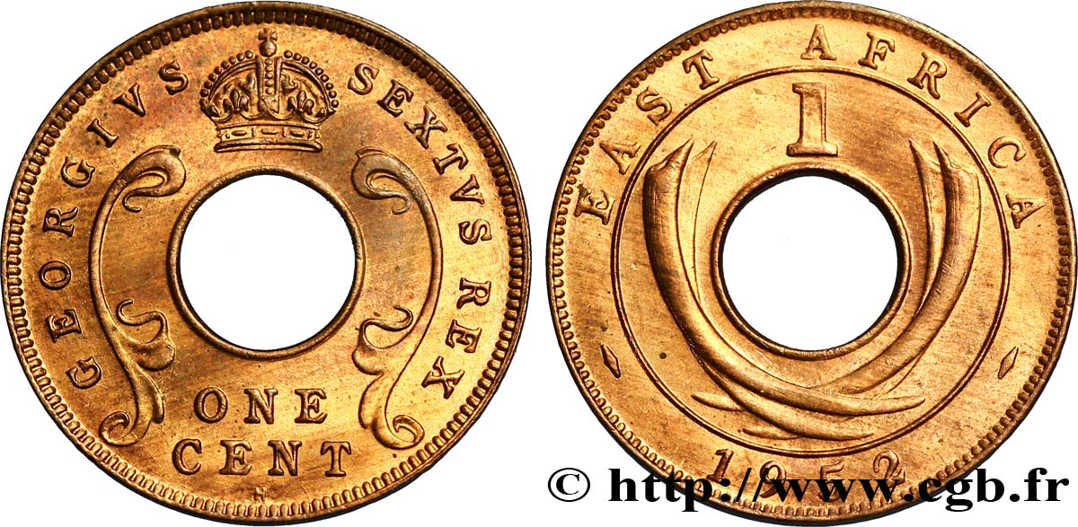AFRICA DI L EST BRITANNICA  1 Cent (Georges VI) 1952 Londres MS 