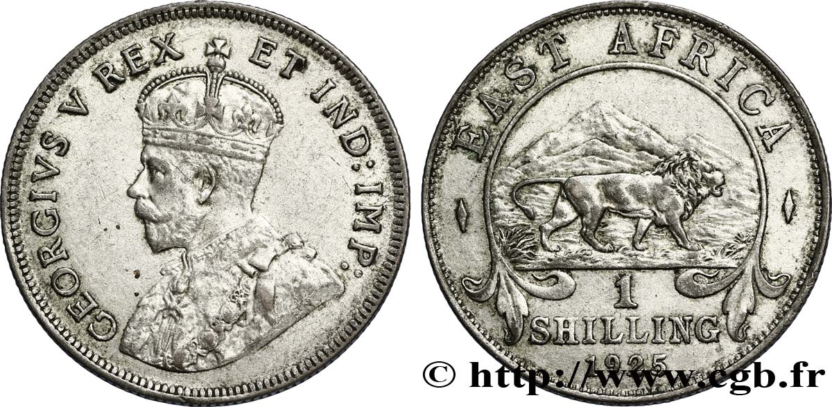 AFRICA DI L EST BRITANNICA  1 Shilling Georges V / lion 1925 British Royal Mint BB 