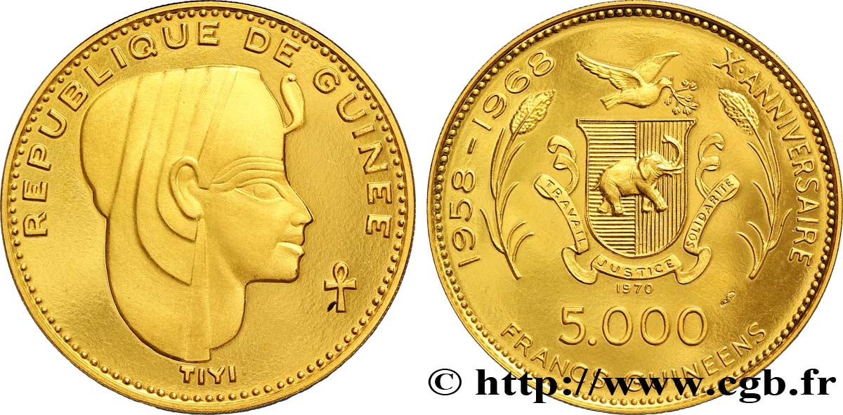 GUINEA 5000 Francs 10e anniversaire de l’indépendance - Reine Tiyi 1970  SC 