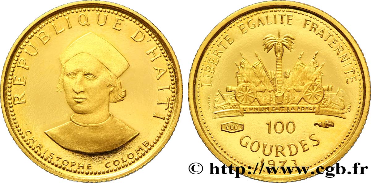 HAITI 100 Gourdes Proof Christophe Colomb / armes 1973  FDC 