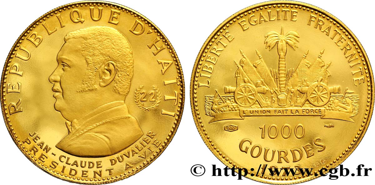 HAITI 1000 Gourdes Proof Jean-Claude Duvalier / armes 1973  ST 