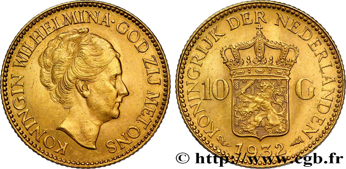 PAíSES BAJOS 10 Gulden 4e type Wilhelmina 1932 Utrecht EBC 