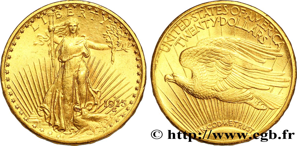 ESTADOS UNIDOS DE AMÉRICA 20 Dollars or  Liberty , avec In God we trust 1915 San Francisco - S EBC 