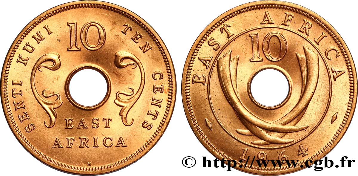 BRITISCH-OSTAFRIKA 10 Cents frappe post-indépendance 1964 Heaton - H ST 