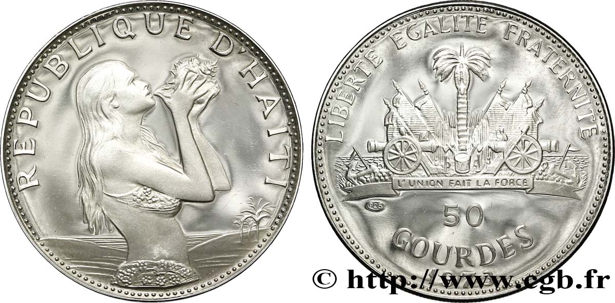 HAÏTI 50 Gourdes Proof femme buvant / armes 1973  SPL 