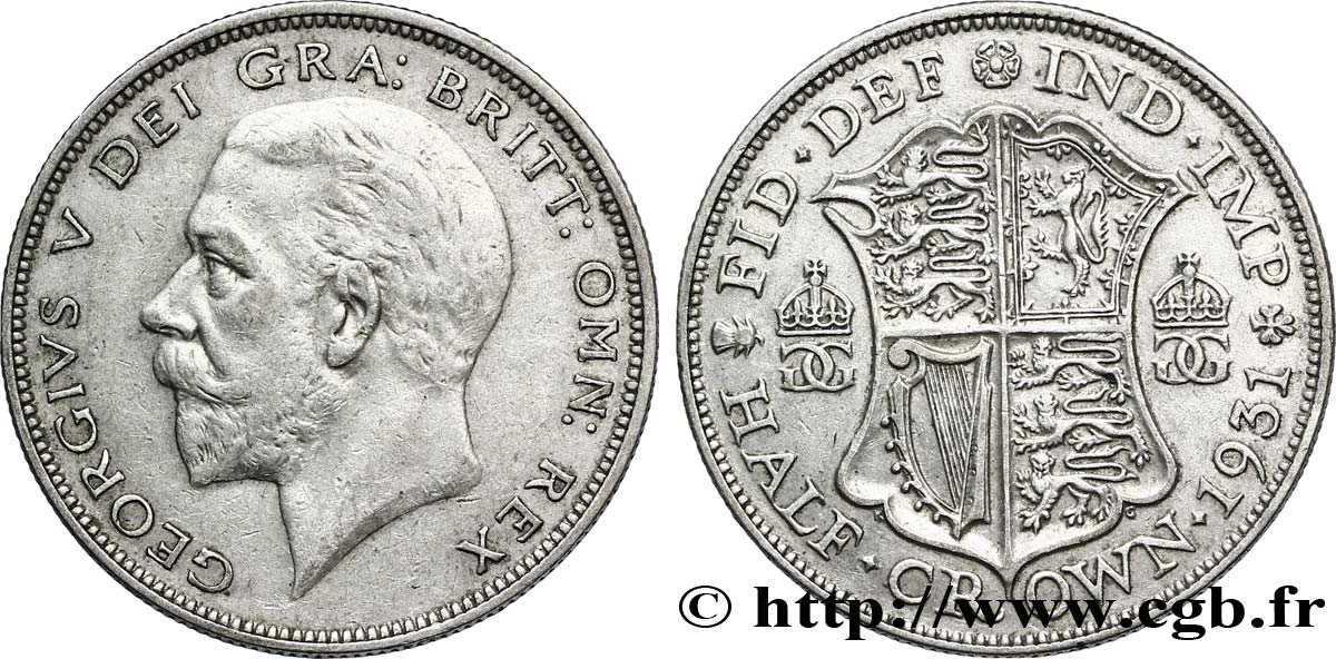 REINO UNIDO 1/2 Crown Georges V / blason 1931  BC+ 