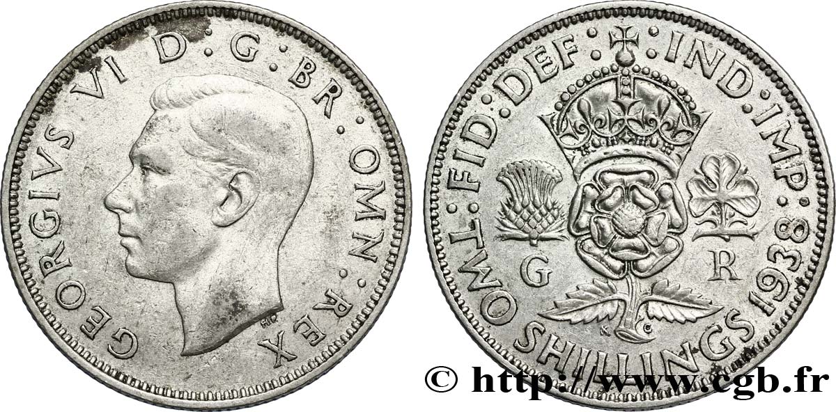 REGNO UNITO 1 Florin (2 Shillings) Georges VI 1938  q.BB 