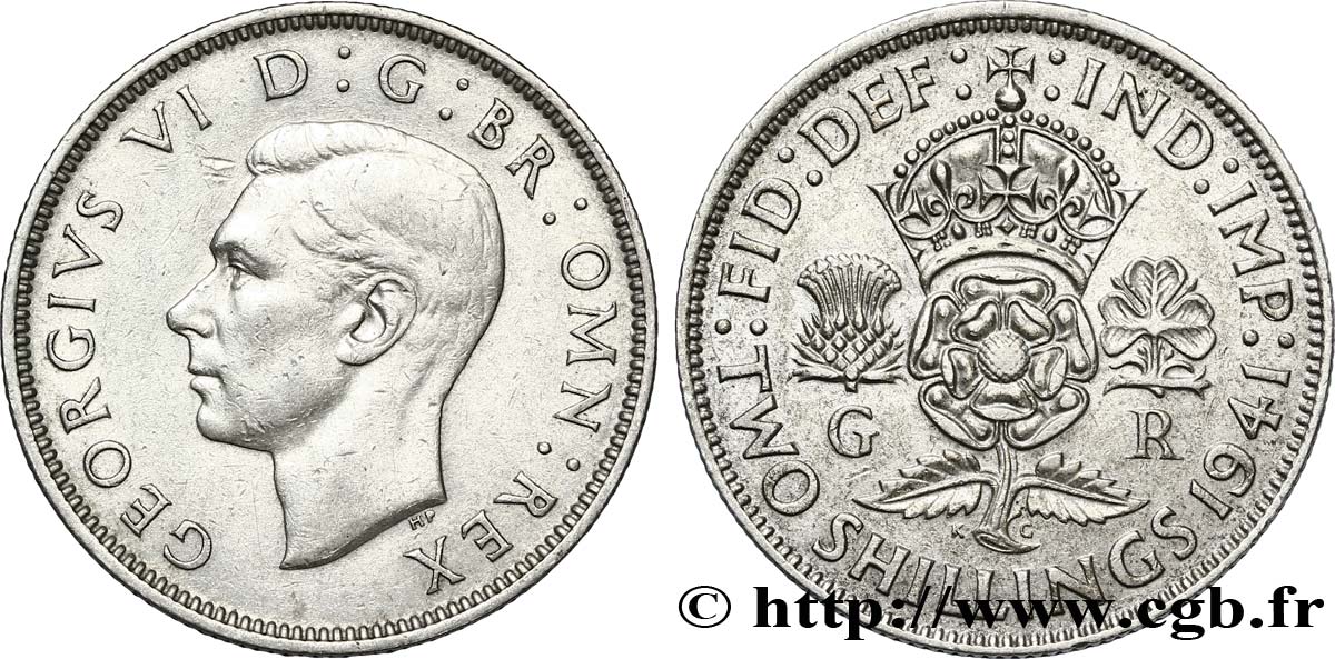 VEREINIGTEN KÖNIGREICH 1 Florin (2 Shillings) Georges VI 1941  fVZ 