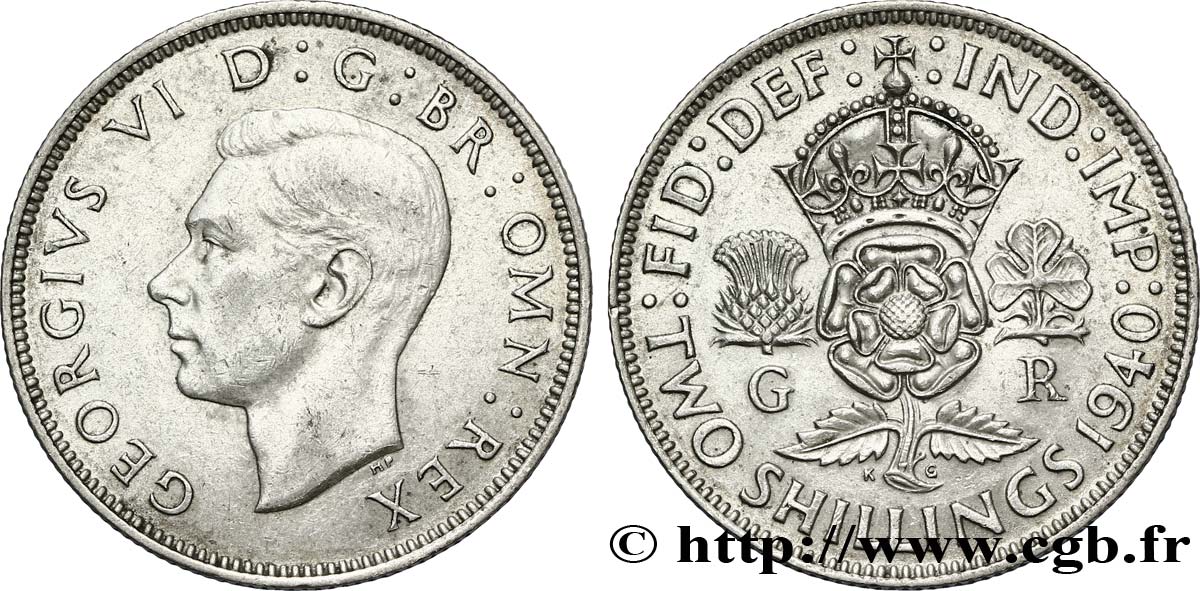 REINO UNIDO 1 Florin (2 Shillings) Georges VI 1940  MBC+ 