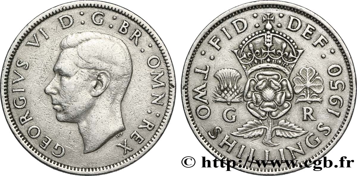 ROYAUME-UNI 1 Florin (2 Shillings) Georges VI 1950  TTB 