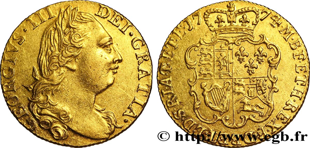 VEREINIGTEN KÖNIGREICH 1 Guinée (Guinea) 4e type Georges III 1774 Londres fVZ 