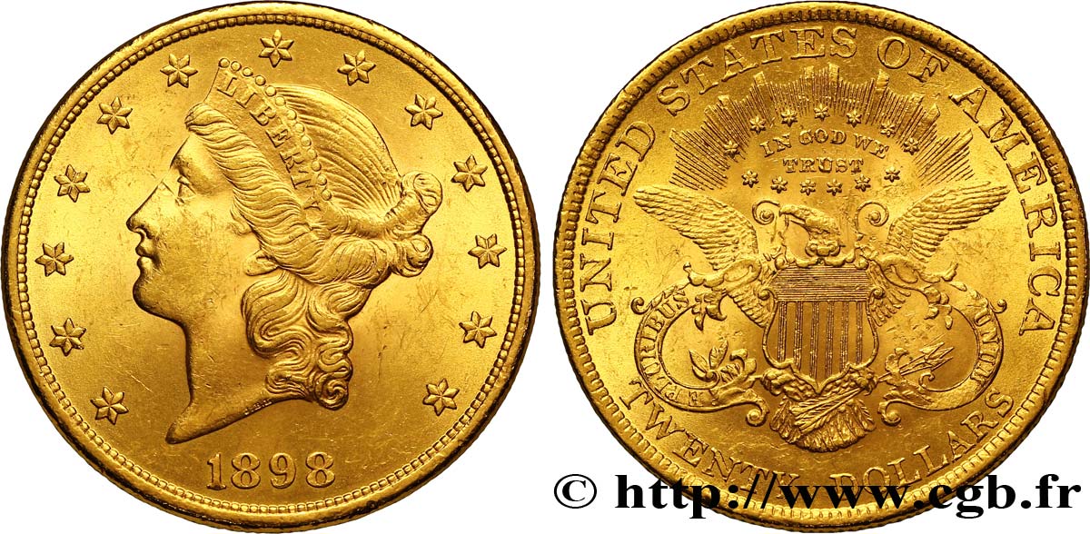 STATI UNITI D AMERICA 20 Dollars  Liberty  1898 Philadelphie q.SPL 