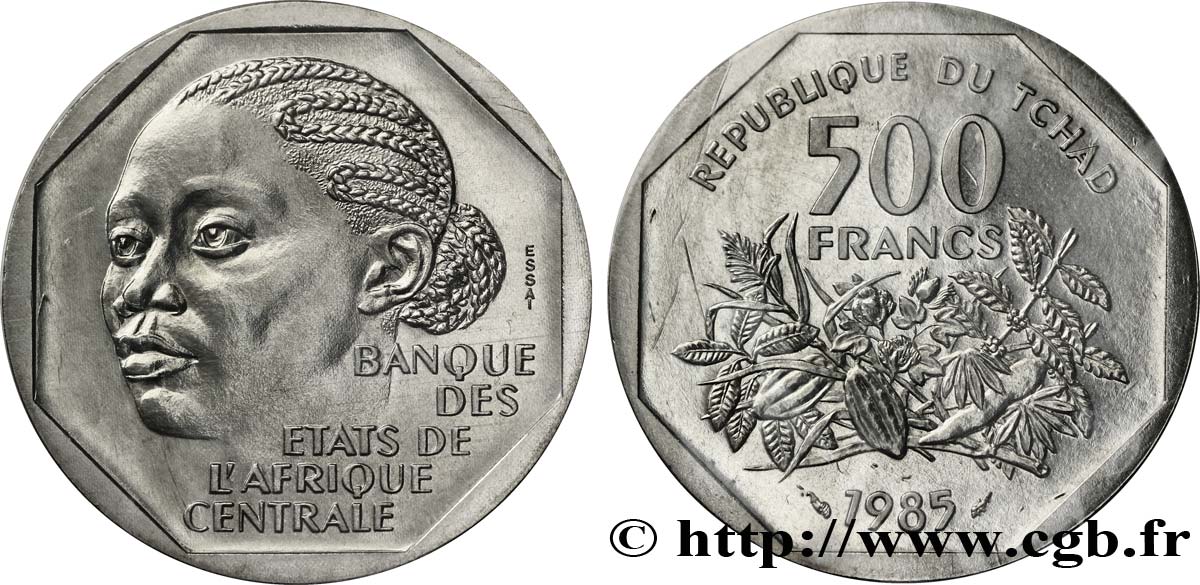 CIAD Essai de 500 Francs femme africaine 1985 Paris FDC 