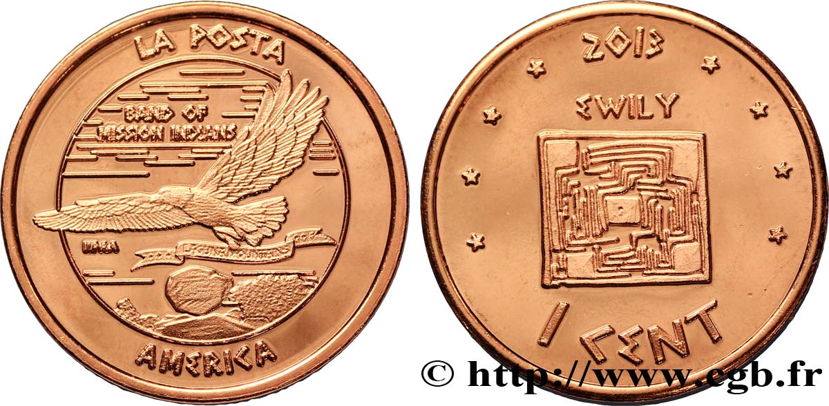 UNITED STATES OF AMERICA - Native Tribes 1 Cent Proof Nation of La Posta 2013  MS 