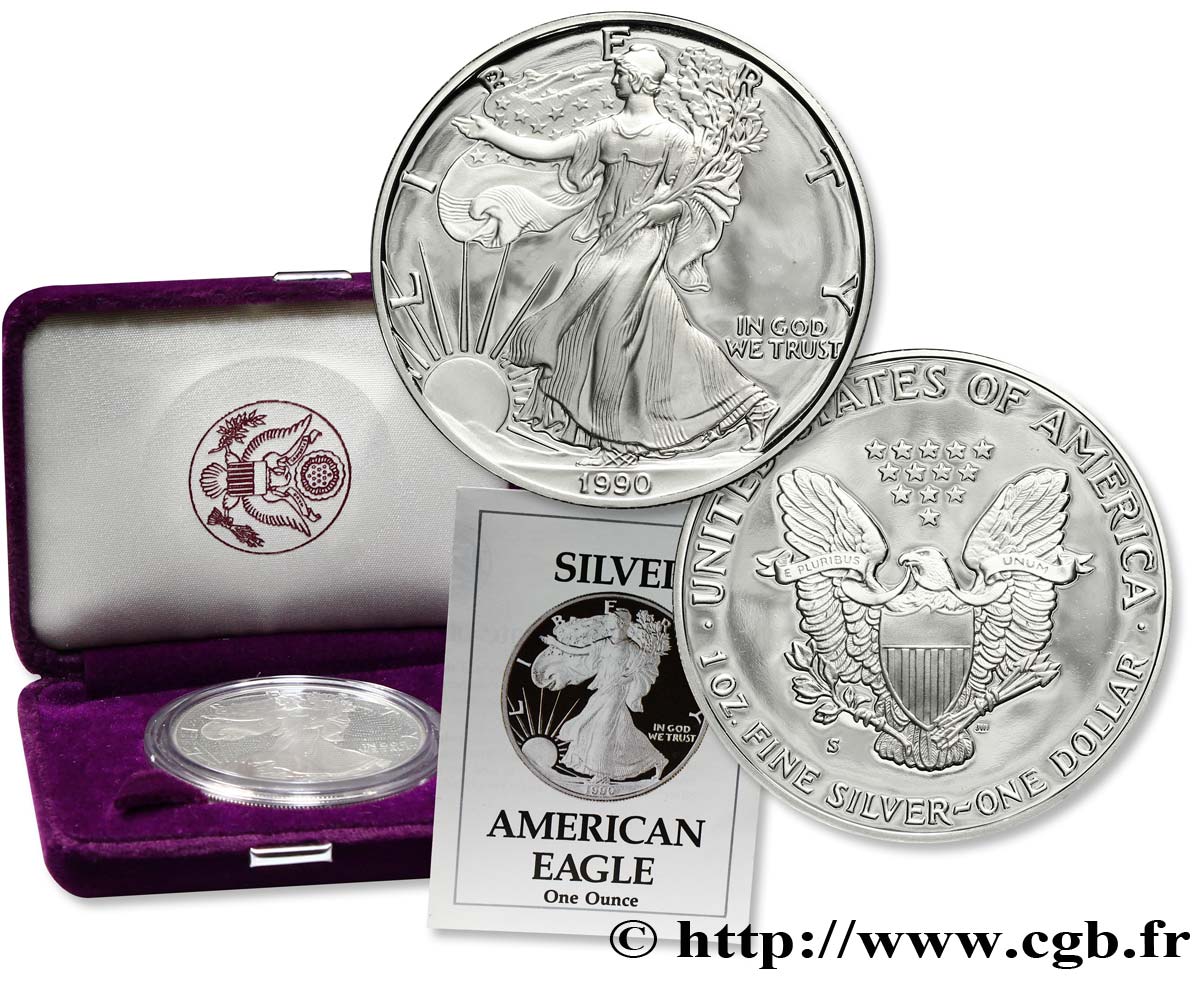 ESTADOS UNIDOS DE AMÉRICA 1 Dollar Proof type Silver Eagle 1990 San Francisco - S FDC 