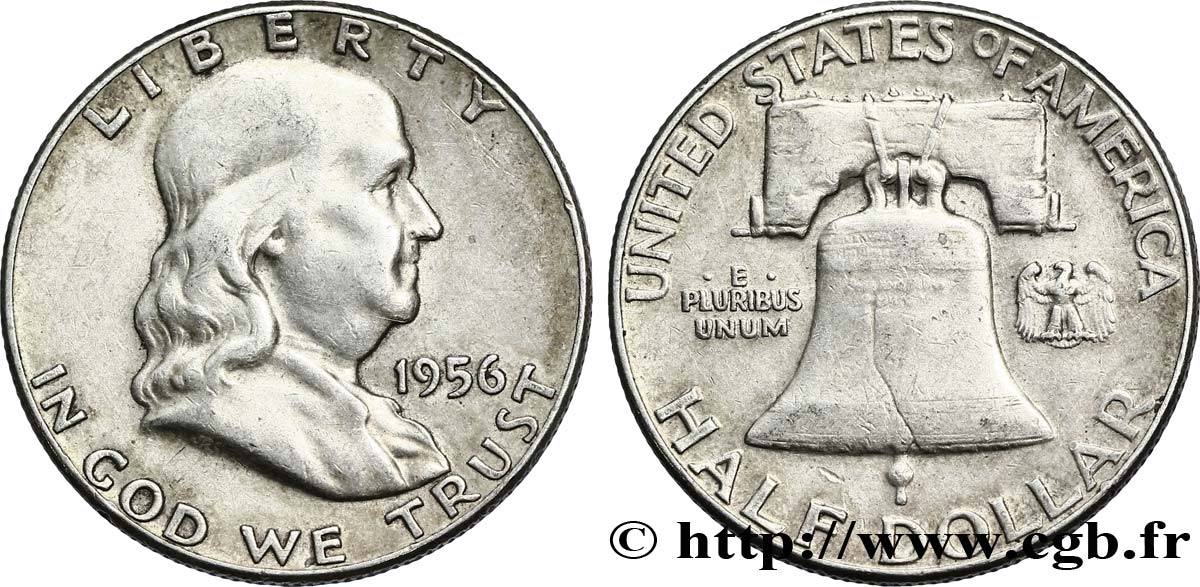 VEREINIGTE STAATEN VON AMERIKA 1/2 Dollar Benjamin Franklin 1956  SS 