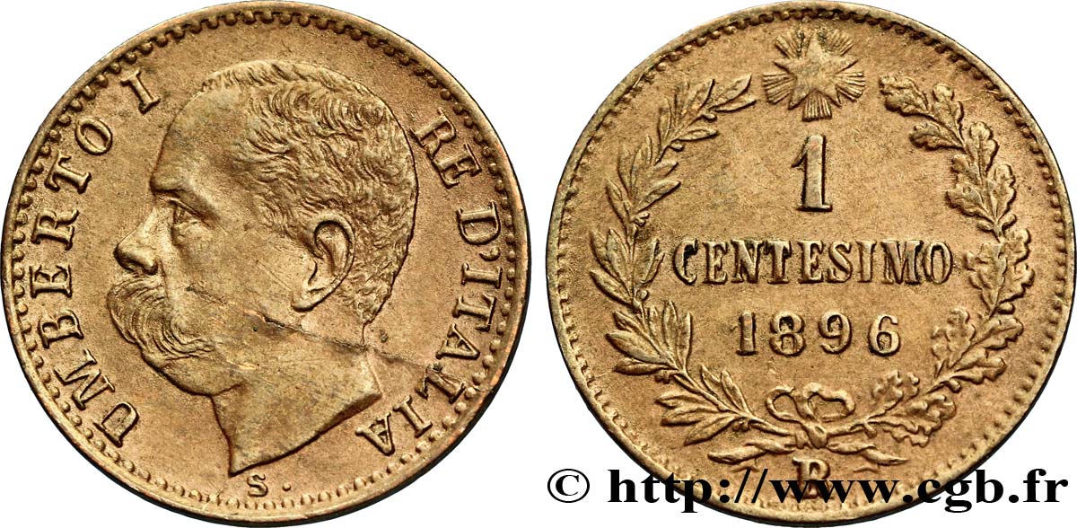 ITALY 1 Centesimo Humbert Ier 1896 Rome - R AU 