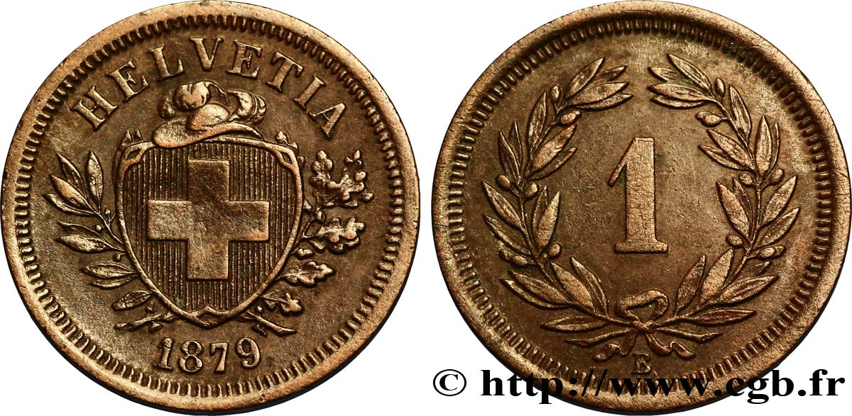SWITZERLAND 1 Centime Croix Suisse 1879 Berne - B AU 