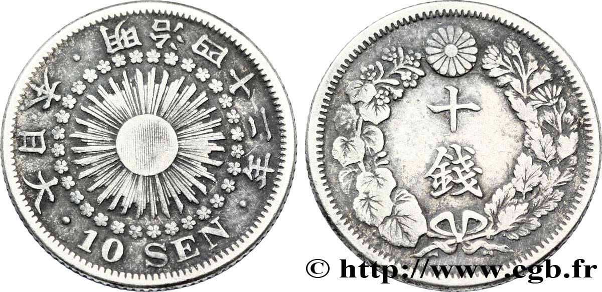 JAPON 10 Sen an 42 Meiji 1909  TTB 