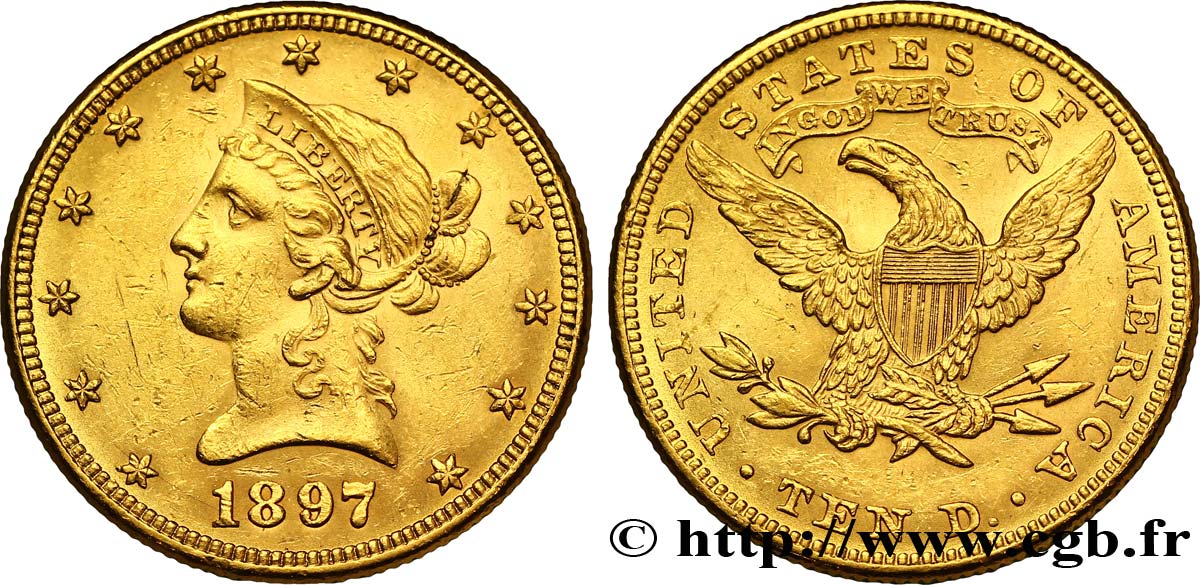 ÉTATS-UNIS D AMÉRIQUE 10 Dollars or  Liberty  1897 Philadelphie TTB 