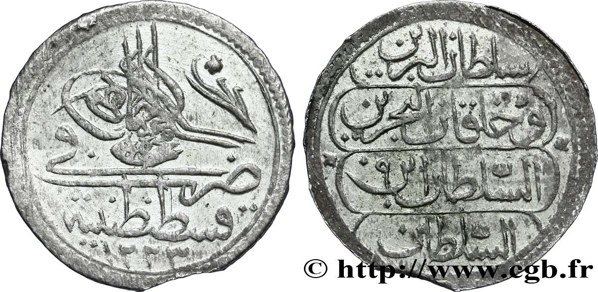 TURQUíA 5 Para frappe au nom de Mahmud II AH1223 an 9 1815 Constantinople EBC 