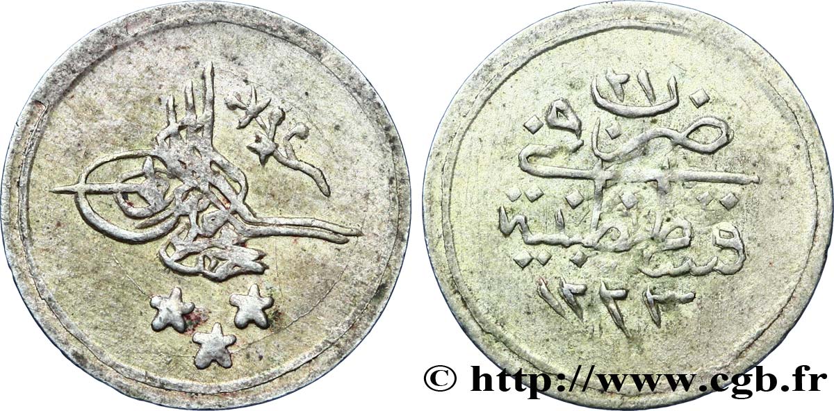 TURQUíA 1 Para frappe au nom de Mahmud II AH1223 an 21 1827 Constantinople MBC+ 