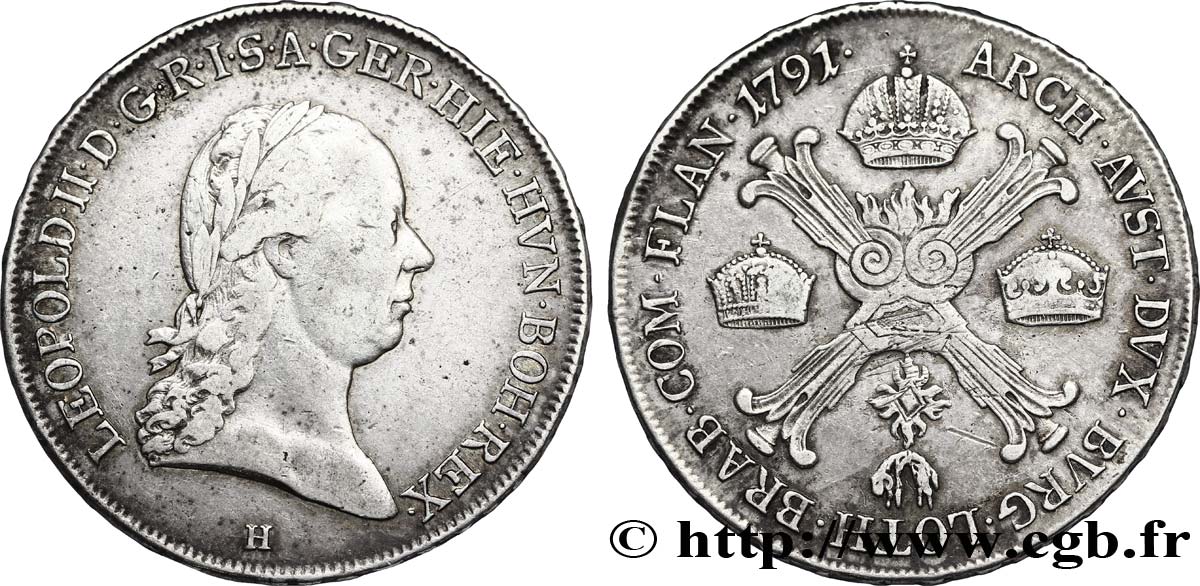 BELGIO - PAESI BASSI AUSTRIACI 1/2 Kronenthaler Pays-Bas Autrichiens Joseph II / armes 1791 Gunzburg - H BB 