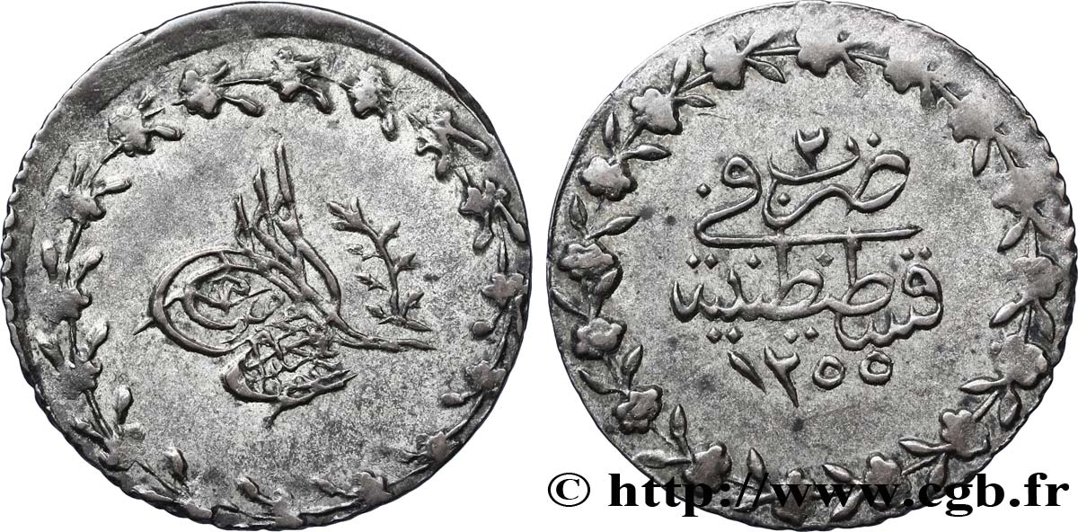 TÜRKEI 20 Para au nom de Abdul Mejid AH1255 an 2 1840 Constantinople VZ 