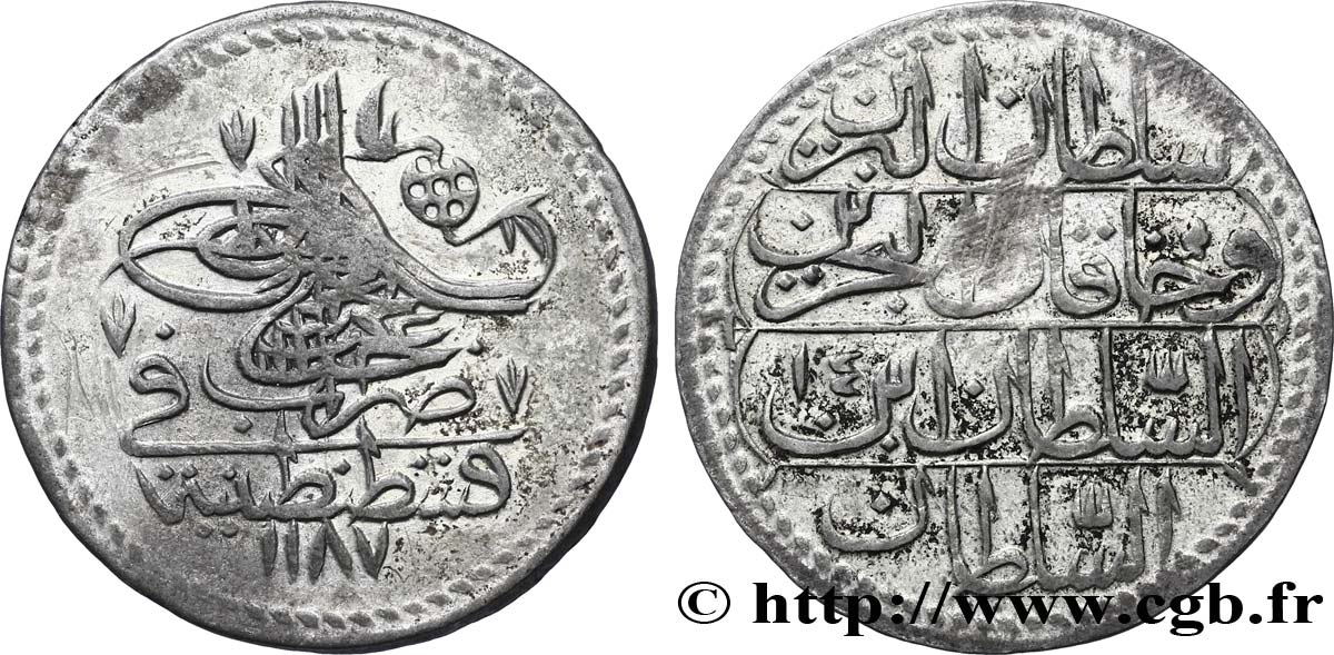 TURQUíA 10 Para frappe au nom de Abdul Hamid I AH1187 an 14 1785 Constantinople MBC+ 