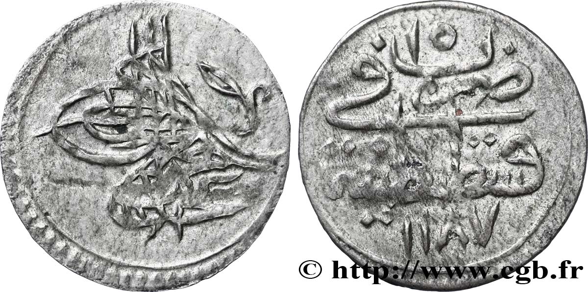 TURQUíA 1 Para frappe au nom de Abdul Hamid I AH1187 an 15 1786 Constantinople MBC 