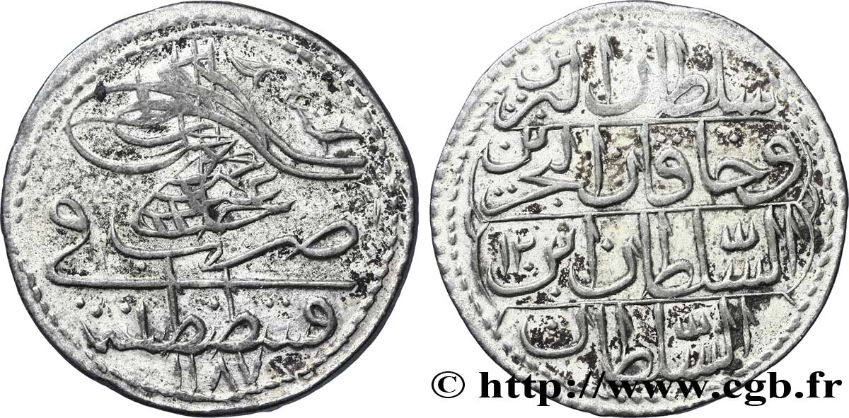 TÜRKEI 5 Para  frappe au nom de Abdul Hamid I AH1187 an 12 1783 Constantinople VZ 