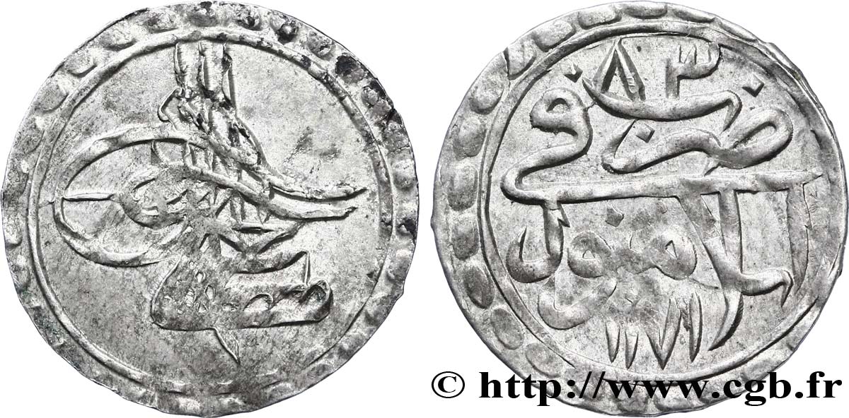 TURQUíA 5 Para frappe au nom de Mustafa III AH1171 an 83 (11) 1767 Constantinople MBC+ 