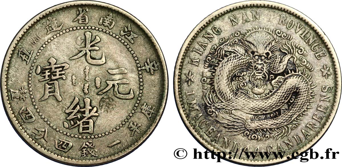 REPUBBLICA POPOLARE CINESE 20 Cents province de Kiangnan - Dragon 1901  BB 