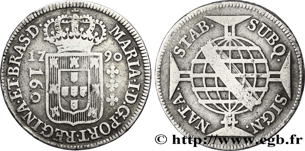 BRAZIL 160 Réis au nom de Marie I 1790  XF 