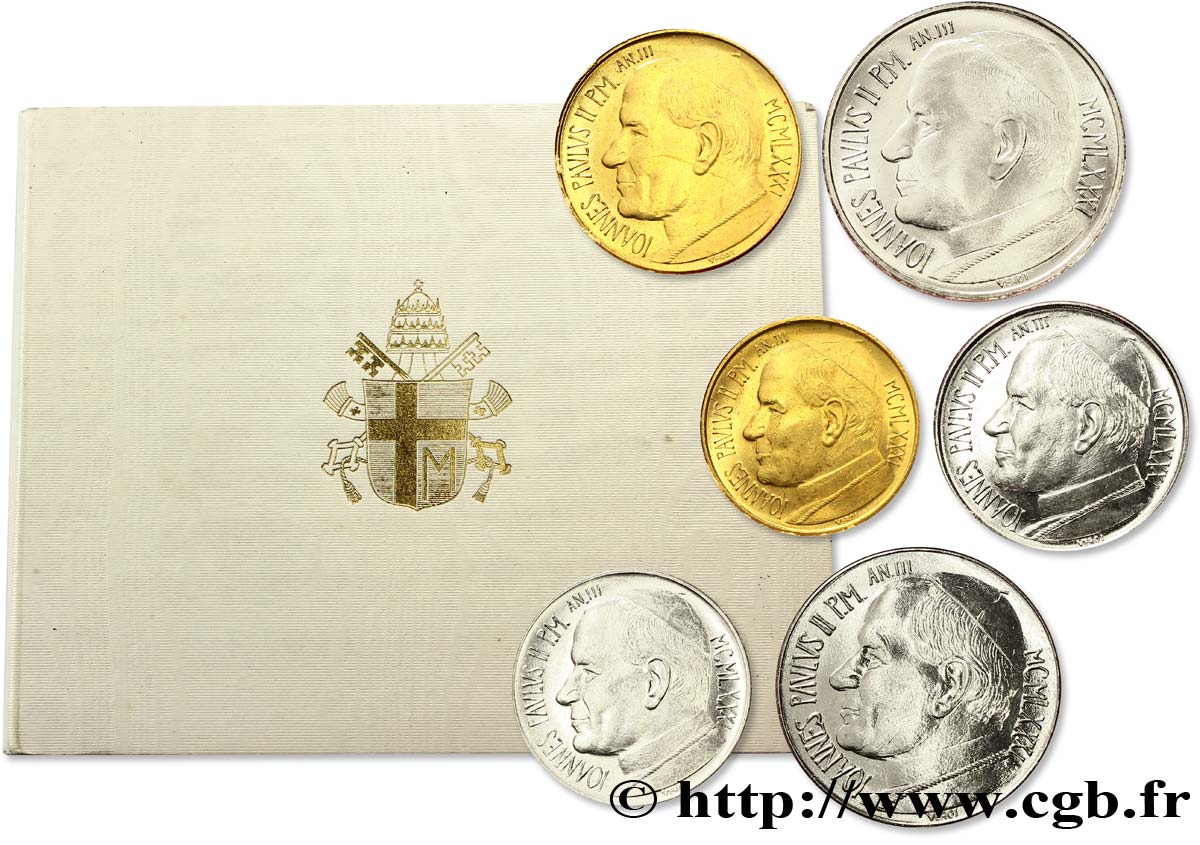 VATIKANSTAAT UND KIRCHENSTAAT Série 6 monnaies Jean-Paul II an III 1981 Rome ST 