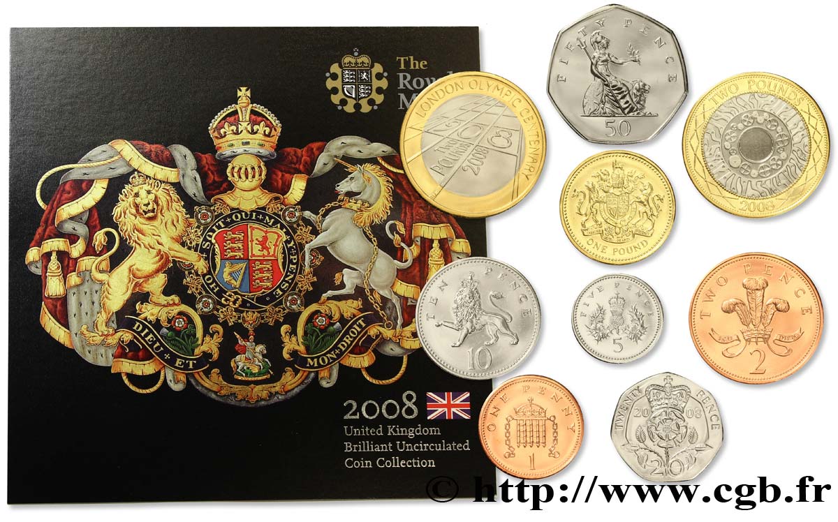 UNITED KINGDOM Série 9 monnaies 2008 2008 Llantrisant MS 