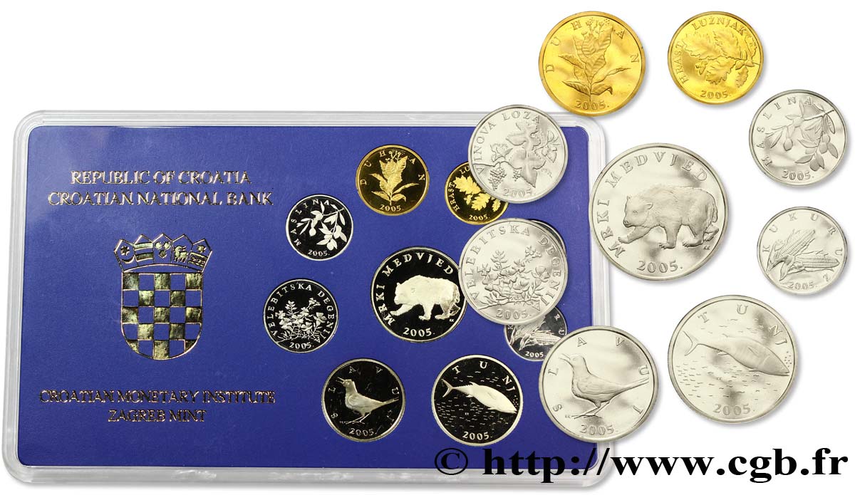 CROATIA Série Proof 9 monnaies 2005 2005  MS 