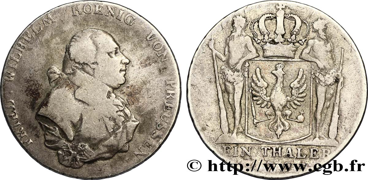 ALEMANIA - PRUSIA 1 Thaler Royaume de Prusse Frédéric Guillaume 1795 Berlin BC 