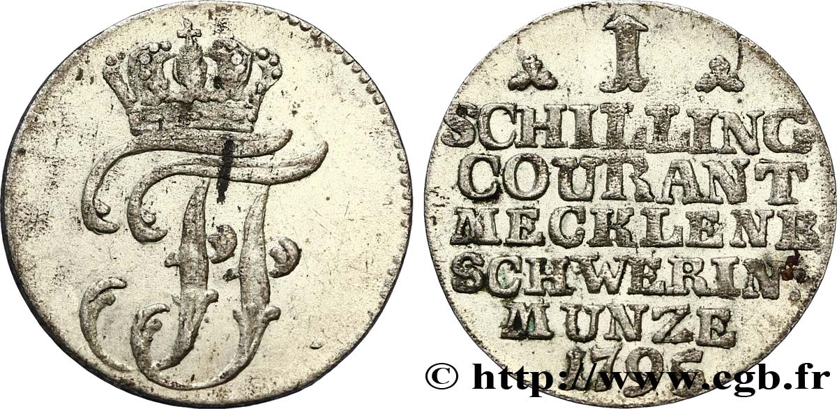 GERMANY - MECKLENBURG-SCHWERIN 1 Schilling 1795  XF 