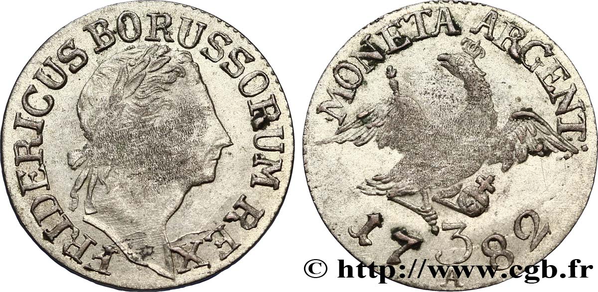 GERMANIA - PRUSSIA 3 Groscher Frédéric II / aigle couronné 1782 Berlin q.SPL 