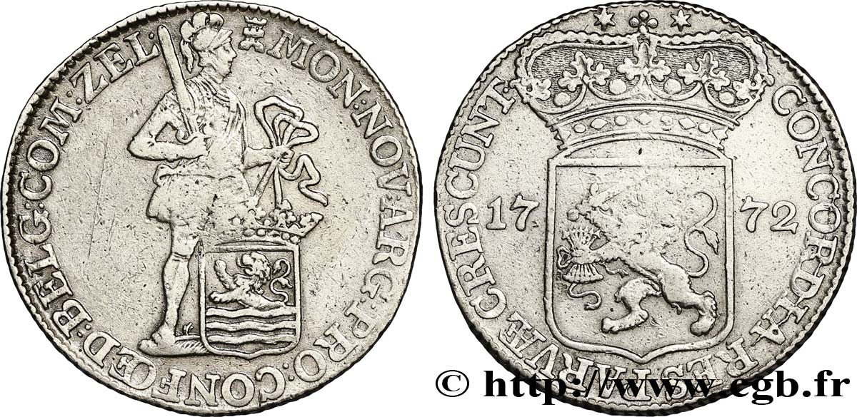 NETHERLANDS - UNITED PROVINCES 1 Ducat d’argent Zélande 1772  VF 