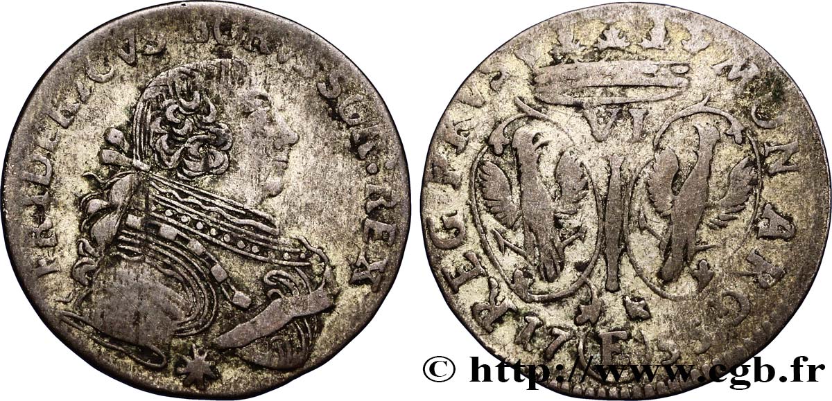 ALEMANIA - PRUSIA 6 Groschen Frédéric II 1755 Königsberg RC+ 