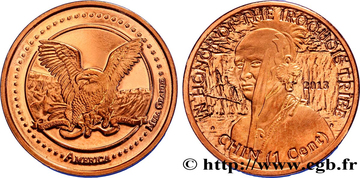 UNITED STATES OF AMERICA - Native Tribes 1 Cent Proof Mesa Grande : Tribu Iroquois 2013  MS 