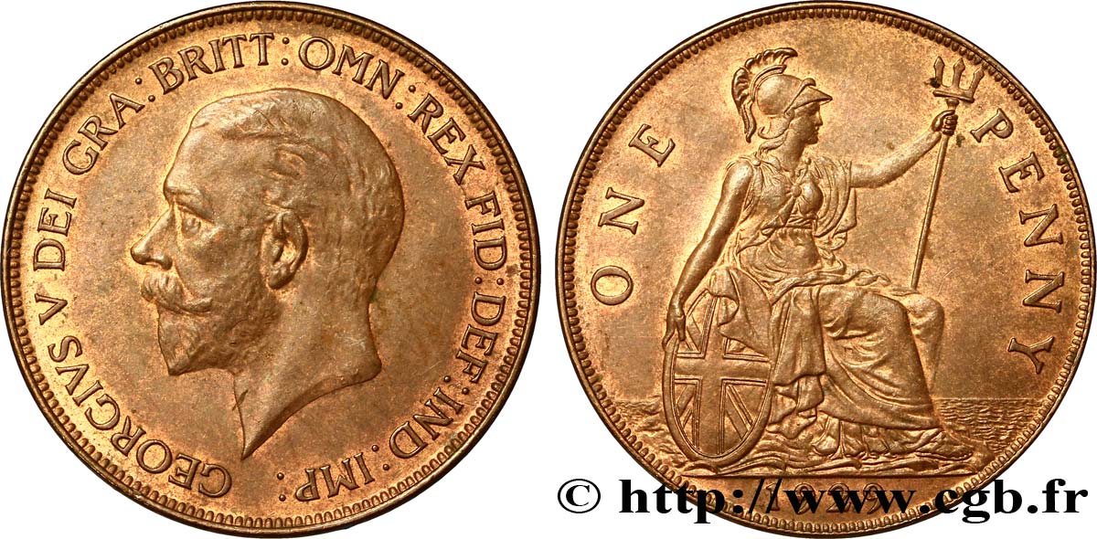 VEREINIGTEN KÖNIGREICH 1 Penny Georges V 1929  VZ 