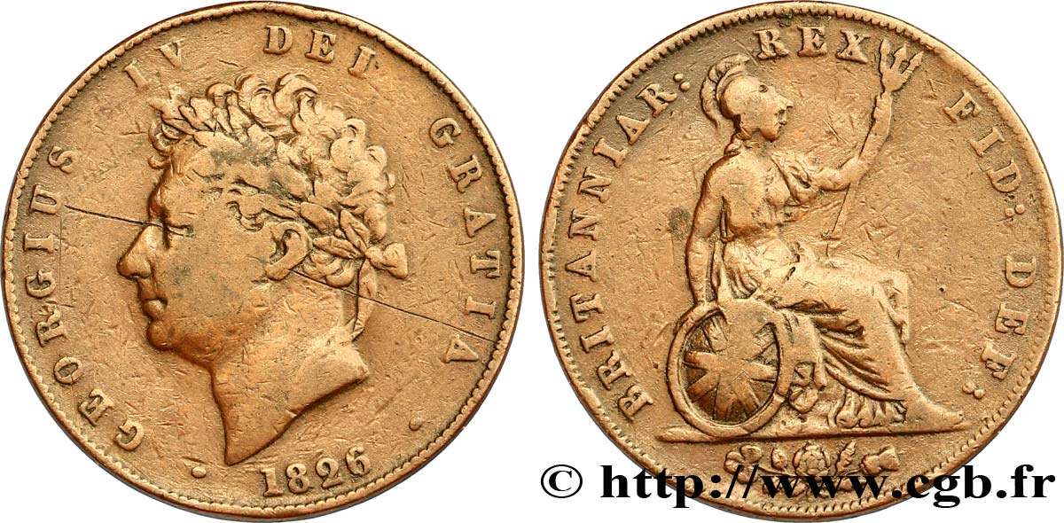 REGNO UNITO 1/2 Penny Georges IV / Britannia 1826  MB 