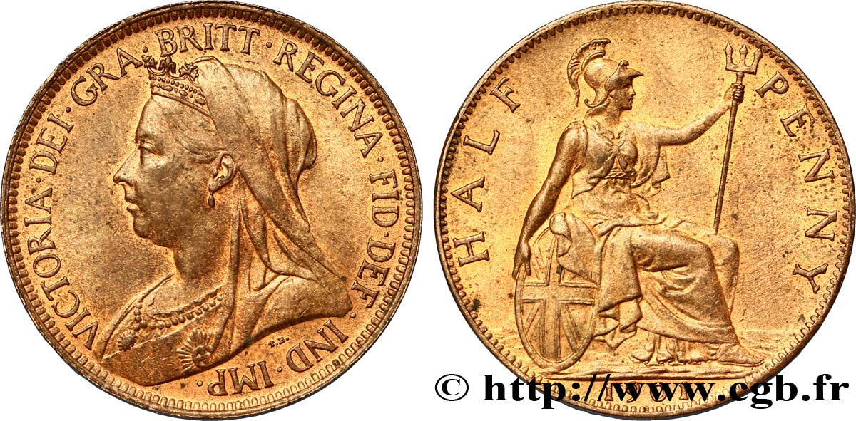 VEREINIGTEN KÖNIGREICH 1/2 Penny Victoria / Britannia 1901  fST 