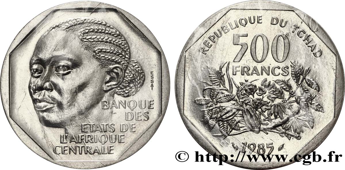 TCHAD Essai de 500 Francs femme africaine 1985 Paris FDC 