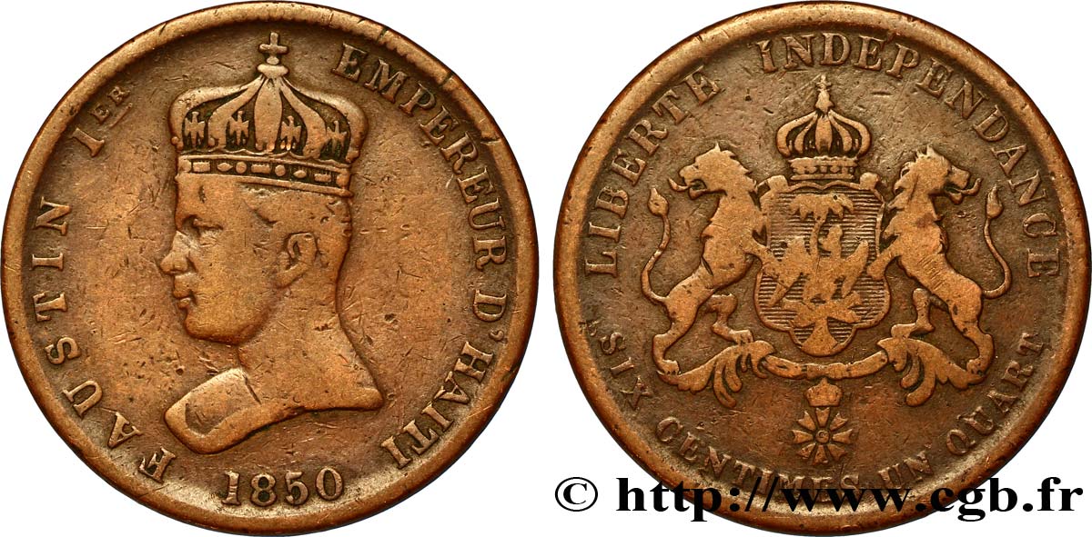 HAITI 6 Centimes 1/4 Empereur Faustin Ier 1850  MB 